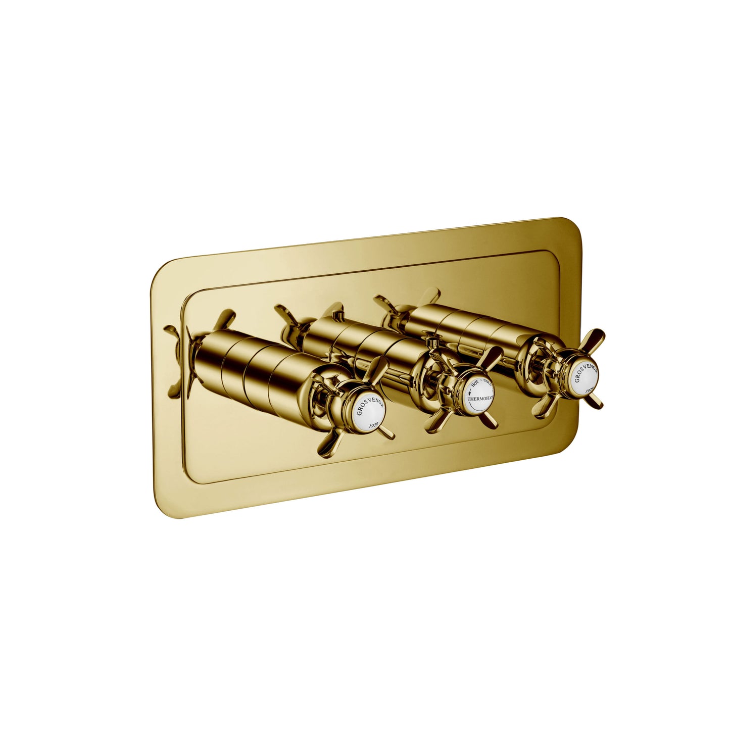 Just Taps Plus Grosvenor Thermostatic Concealed 2 Outlet Shower Valves Horizontal