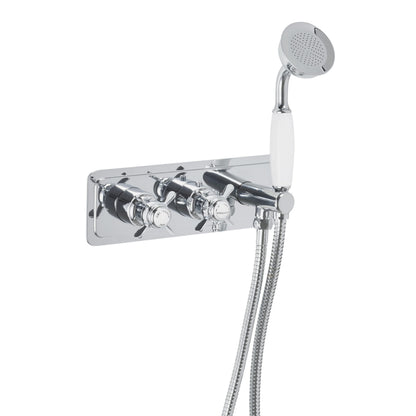 Just Taps Plus Grosvenor Pinch Thermostatic 2 Outlet Concealed Valve and Handset Attachment
