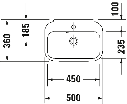 Duravit Happy D.2 50 cm Wall Mounted Handrinse basin