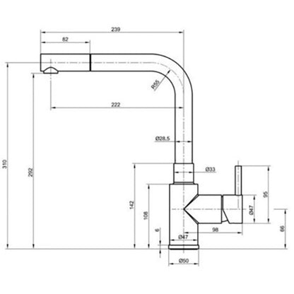 Just Taps Plus Apco Single Lever Sink Mixer with Pull Out Spout, Swivel Spout in Stainless Steel finish