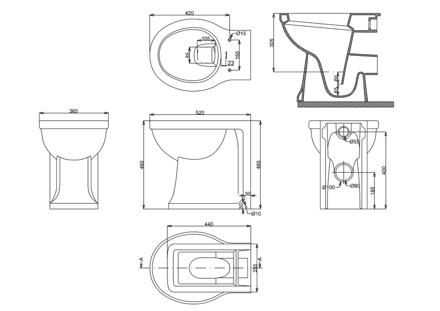 Arcade Bathrooms Traditional Back To Wall WC Pan