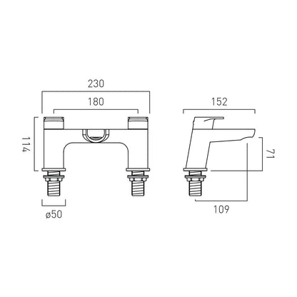 Vado Ava Deck Mounted 2 Hole Bath Filler