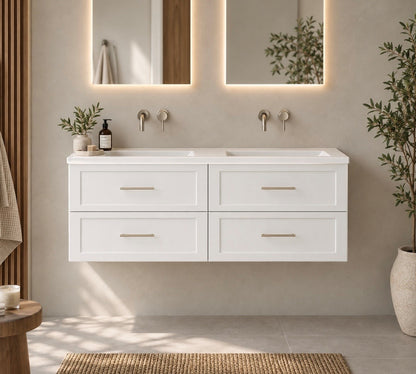 LUXE81 Angel 1200 Matte White Cabinet and Matte Basin