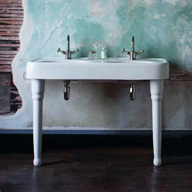 Arcade Bathrooms Double Basin w/ Overflow - 2 Tap Hole