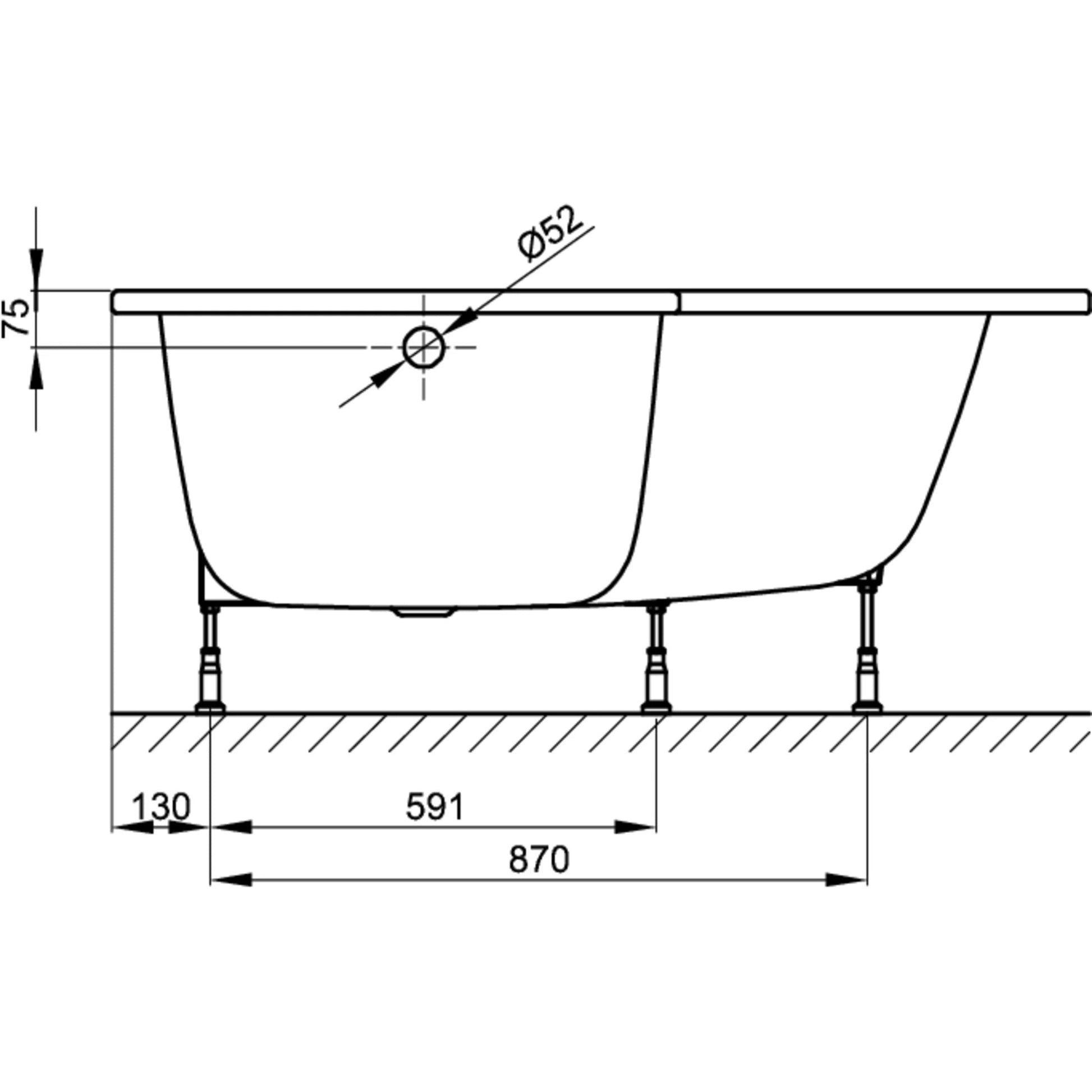 Bette Space L Steel Bath Drawing Image