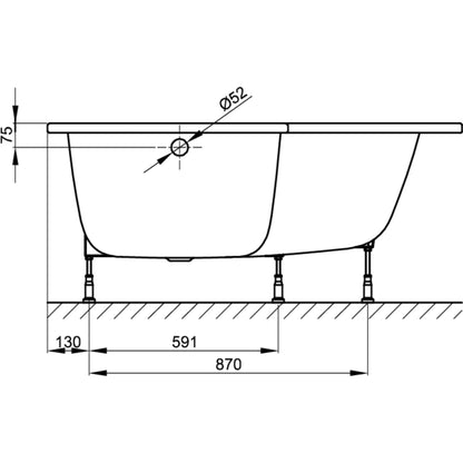 Bette Space L Steel Bath Drawing Image