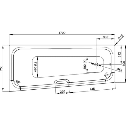 Bette Space S Steel Bath Drawing Image