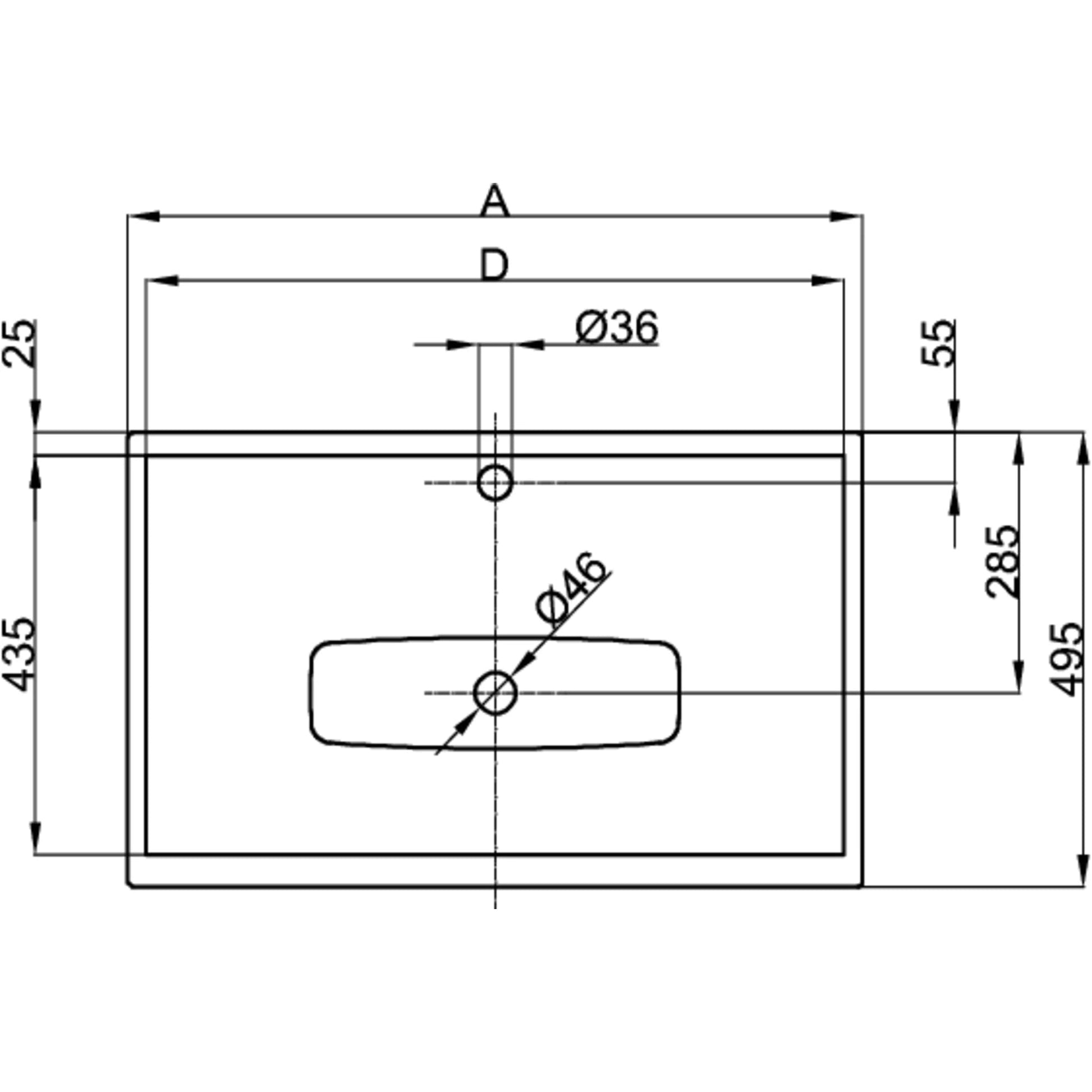 Bette Lux Shape Basin Drawing Image