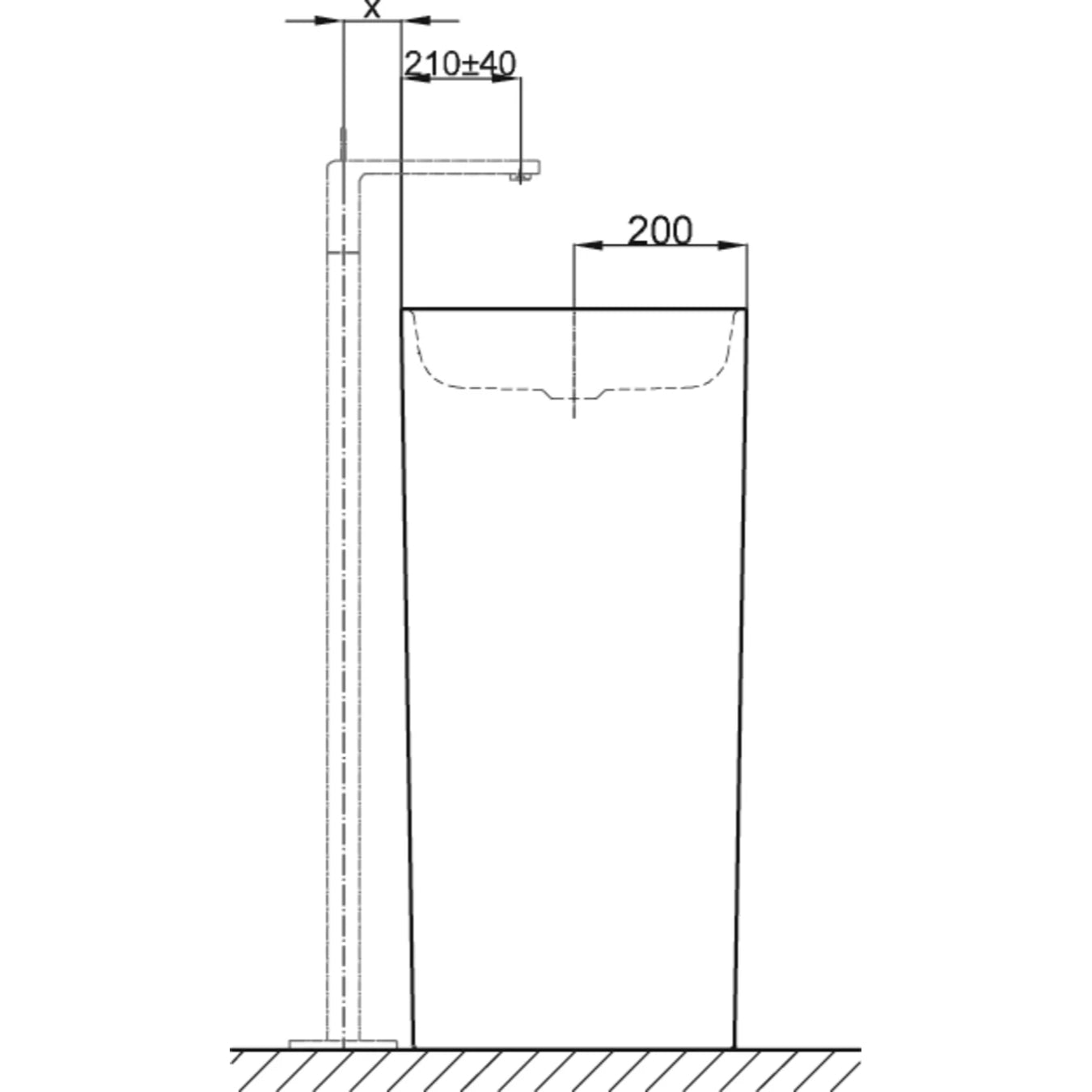 Bette Art Freestanding Basin Drawing Image
