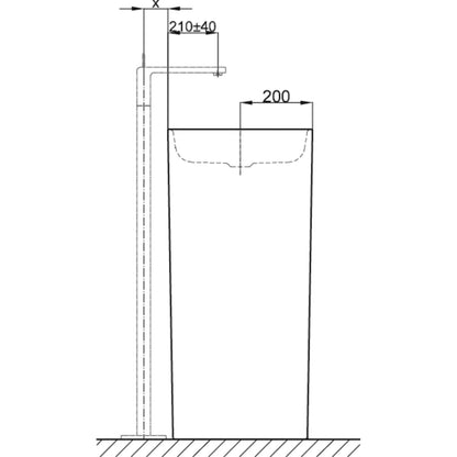 Bette Art Freestanding Basin Drawing Image