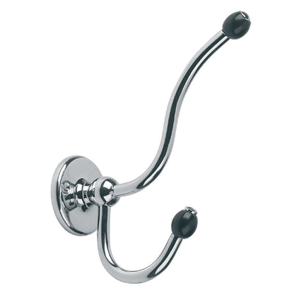 Lefroy Brooks Classic Double Robe Hook With Black Acorns - A/Gold