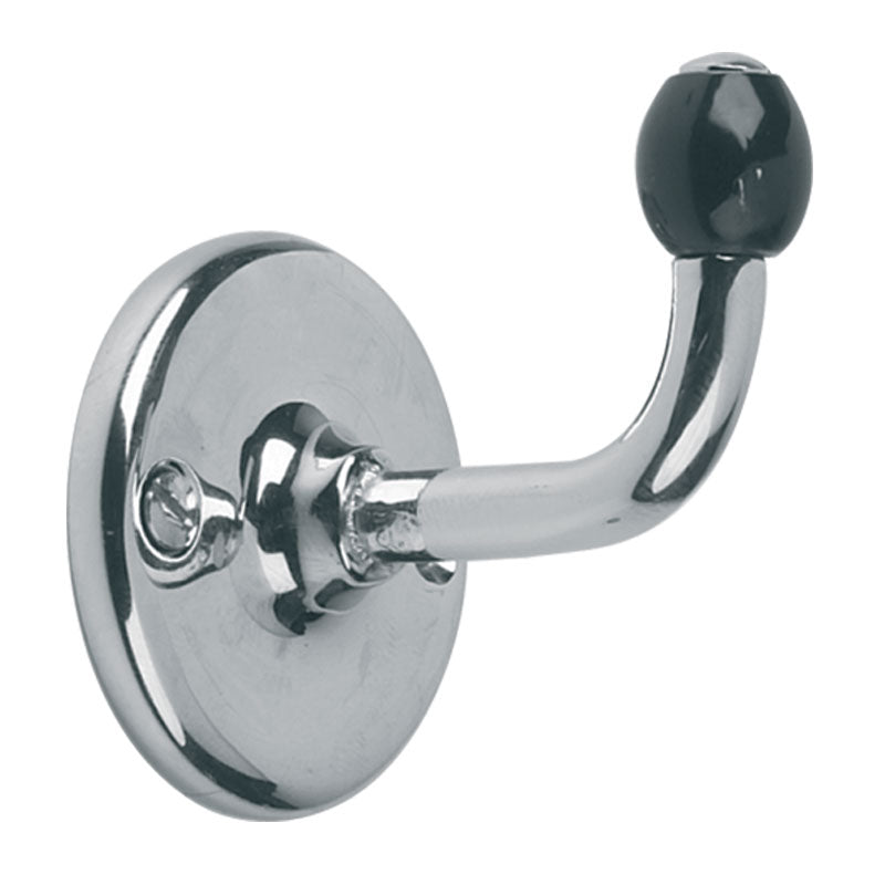 Lefroy Brooks Classic Single Robe Hook With Black Acorns - S/Nickel