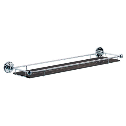 Lefroy Brooks Edwardian Black Glass Shelf with Rail - Silver Nickel