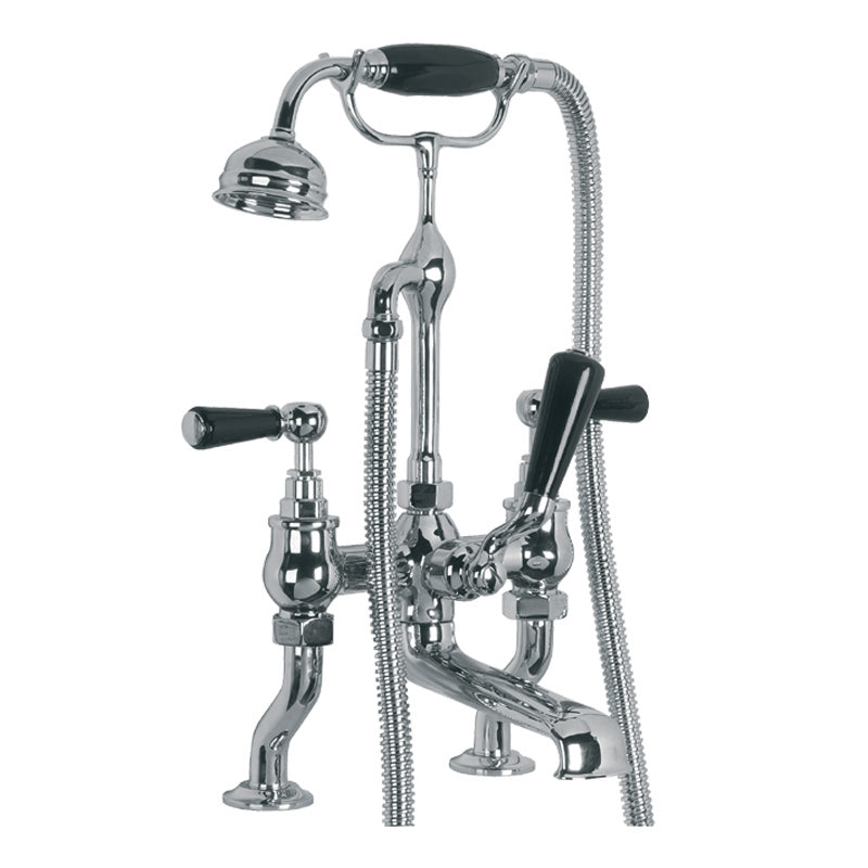 Lefroy Brooks Classic Black Lever Bath Shower Mixer - Chrome