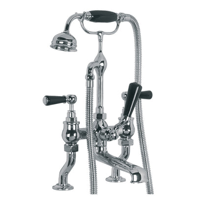 Lefroy Brooks Classic Black Lever Bath Shower Mixer - Chrome