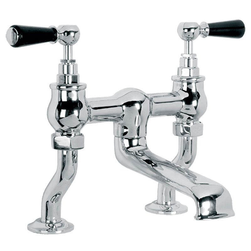 Lefroy Brooks Classic Black Lever Deck Bath Filler - (choose finish)