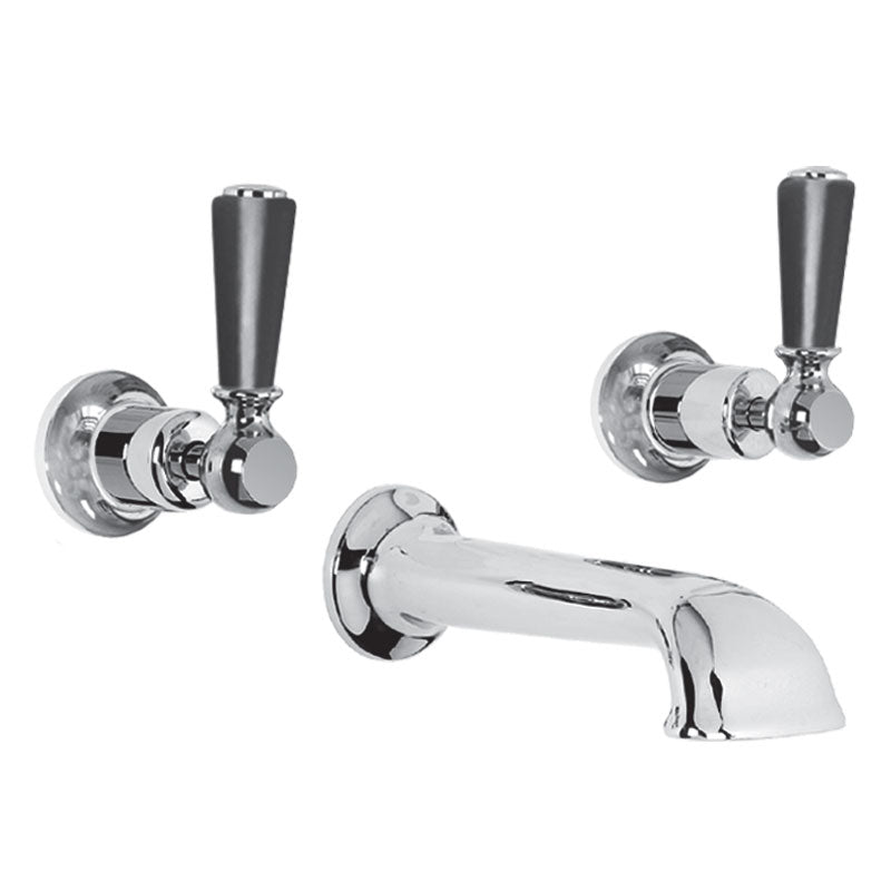Lefroy Brooks Classic Black Lever Wall Mounted 3 Hole Bath Filler (choose finish)