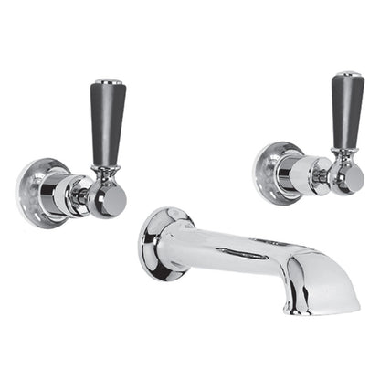 Lefroy Brooks Classic Black Lever Wall Mounted 3 Hole Bath Filler (choose finish)