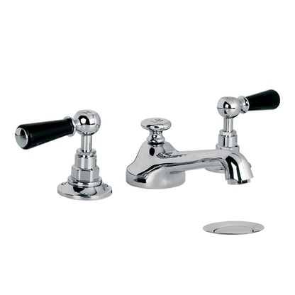 Lefroy Brooks Classic Black Lever 3 Hole Basin Set with Pop Up Waste (choose finish)