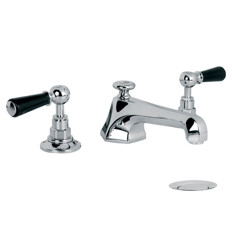 Lefroy Brooks Mackintosh Black Lever 3 Hole Basin Set with Pop Up Waste (choose finish)