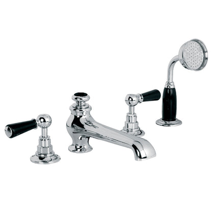 Lefroy Brooks Classic Black Lever 4 hole Deck Mounted Bath Set (choose finish)