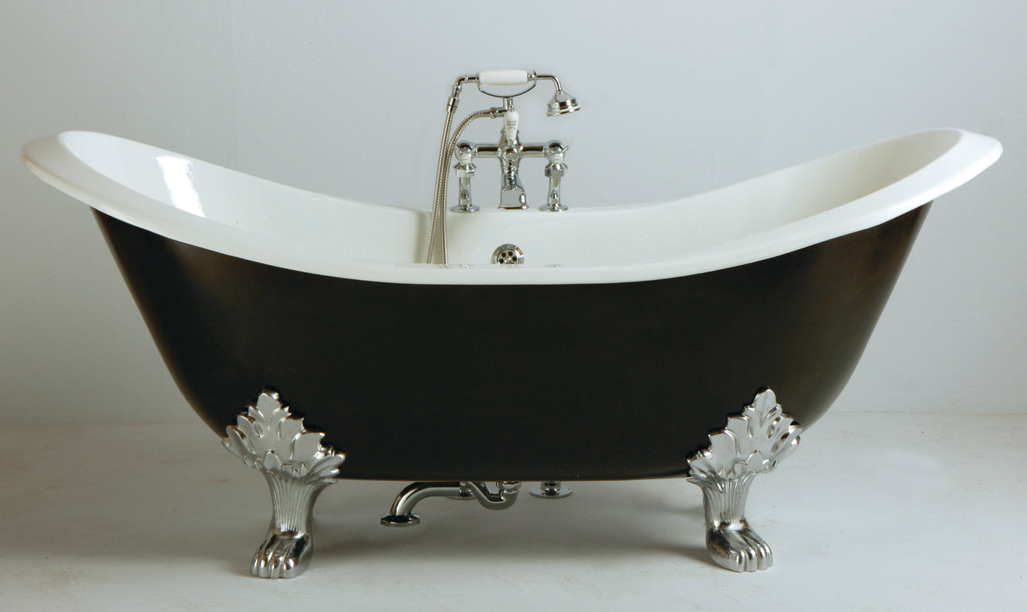 Heritage Devon 1800 x 770mm Double Ended Cast Iron Slipper Bath - 2 Tap Holes