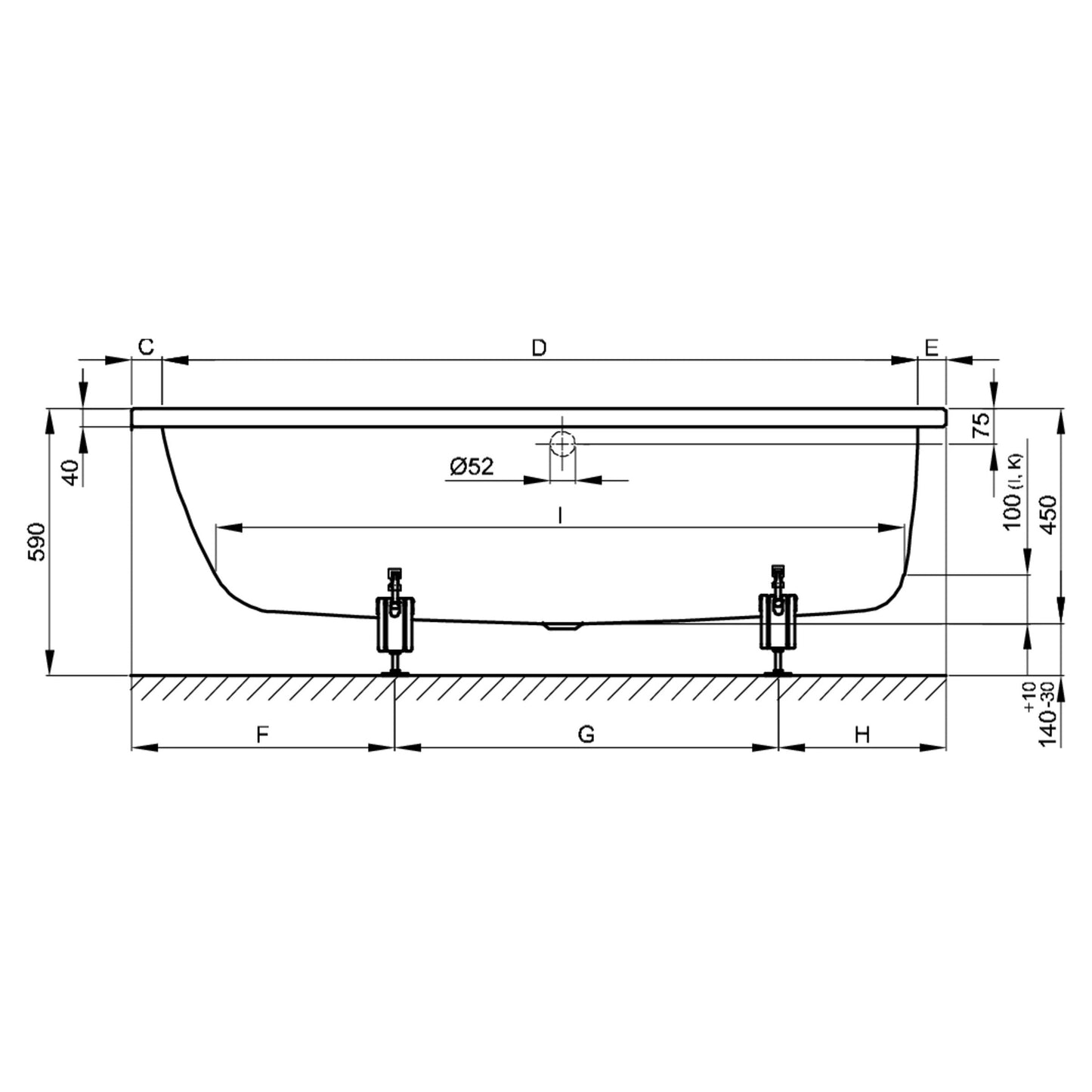 Bette Ocean Rectangular Steel Bath | Bath & Shower Design | Multiple Sizes | Includes Legs