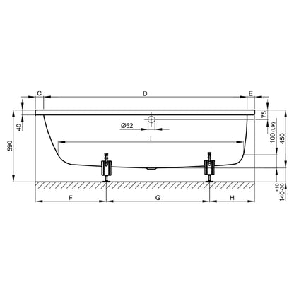 Bette Ocean Rectangular Steel Bath | Bath & Shower Design | Multiple Sizes | Includes Legs