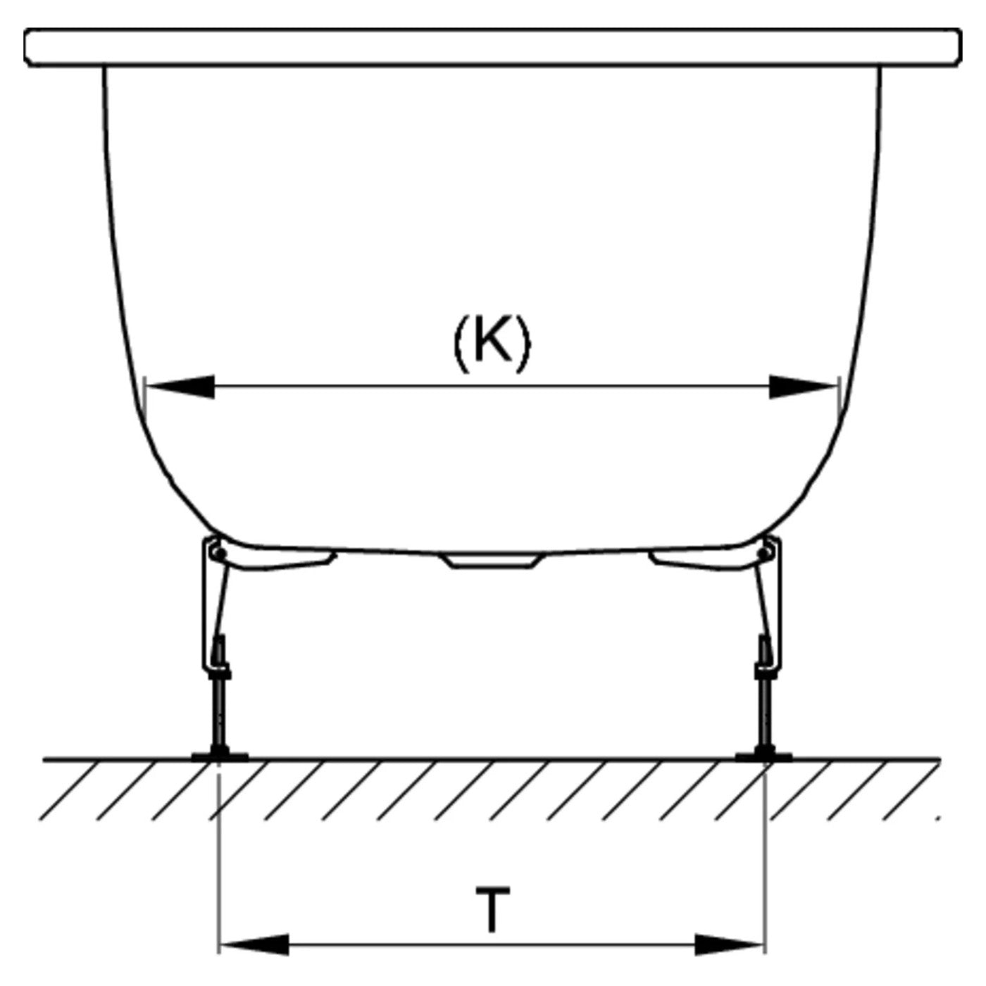 Bette Select Bath with Side Overflow, Drawing