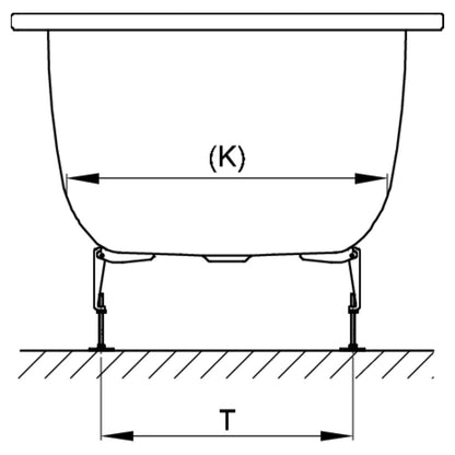 Bette Select Bath with Side Overflow, Drawing