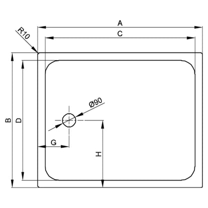 Bette Ultra Shower Tray - 1000mm, Drawing