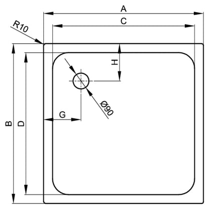 Bette Ultra Shower Tray - 700-900mm, Drawing