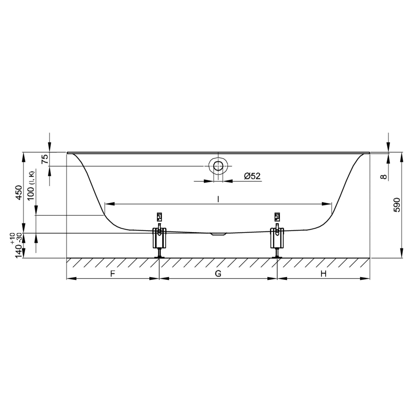 Bette Lux Rectangular Bath, Drawing