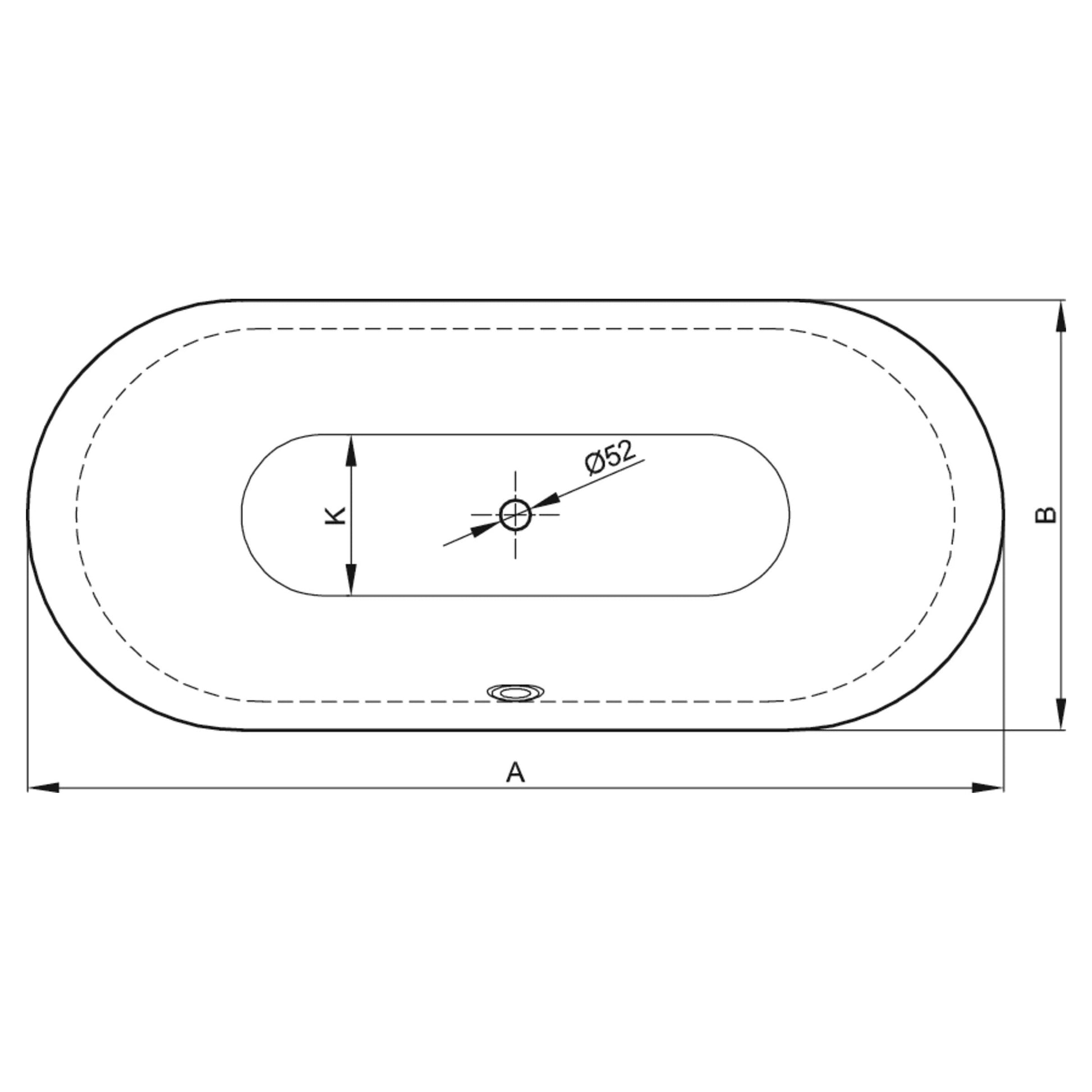 Bette Lux Oval Rectangular Bath, Drawing