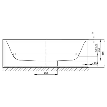 Bette Lux Rectangular Bath, Drawing