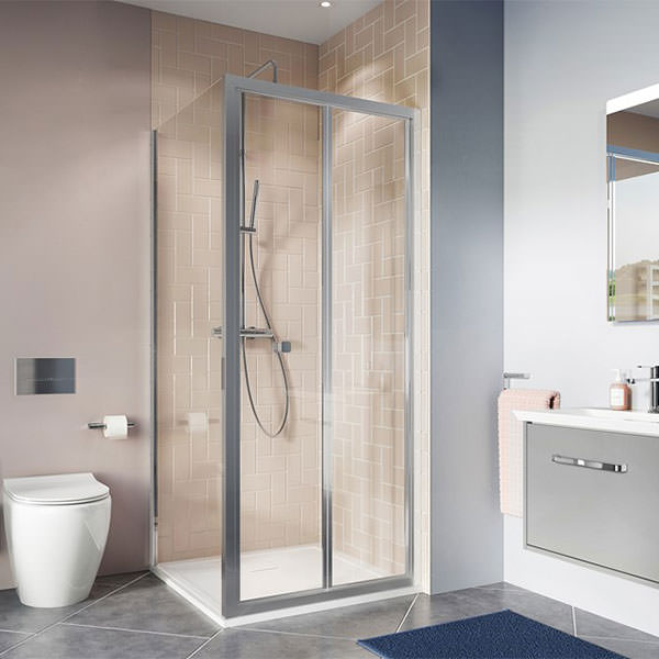 Crosswater Clear 6 900mm Bi-Fold Shower Door Matt Black