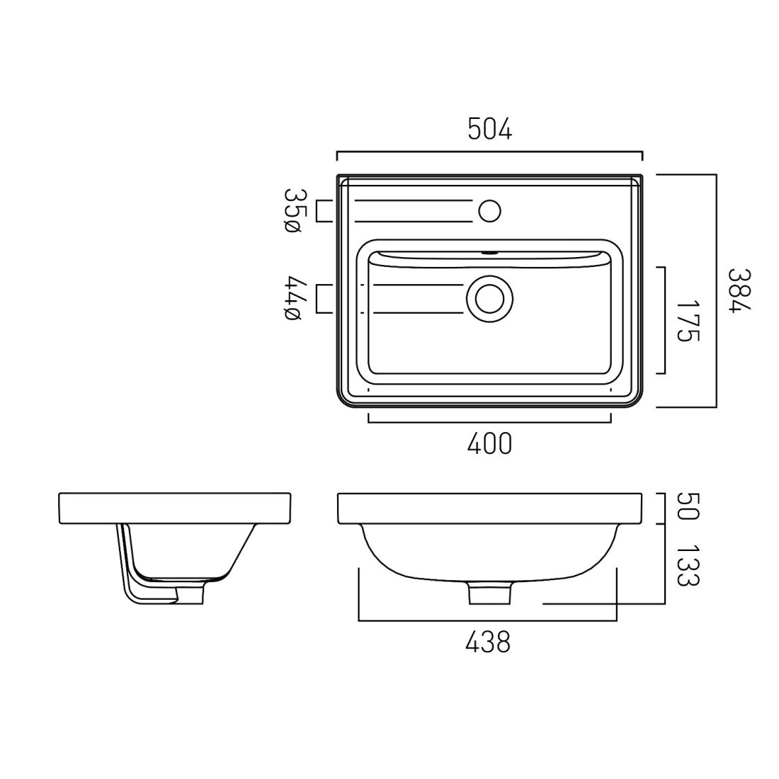 Vado Cameo 500mm Basin, Mineral Cast
