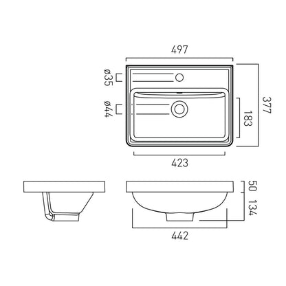 Vado Cameo 500mm Basin, Mineral Cast