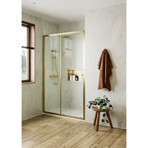 Crosswater Clear 6 1500mm Sliding Shower Door Brushed Brass