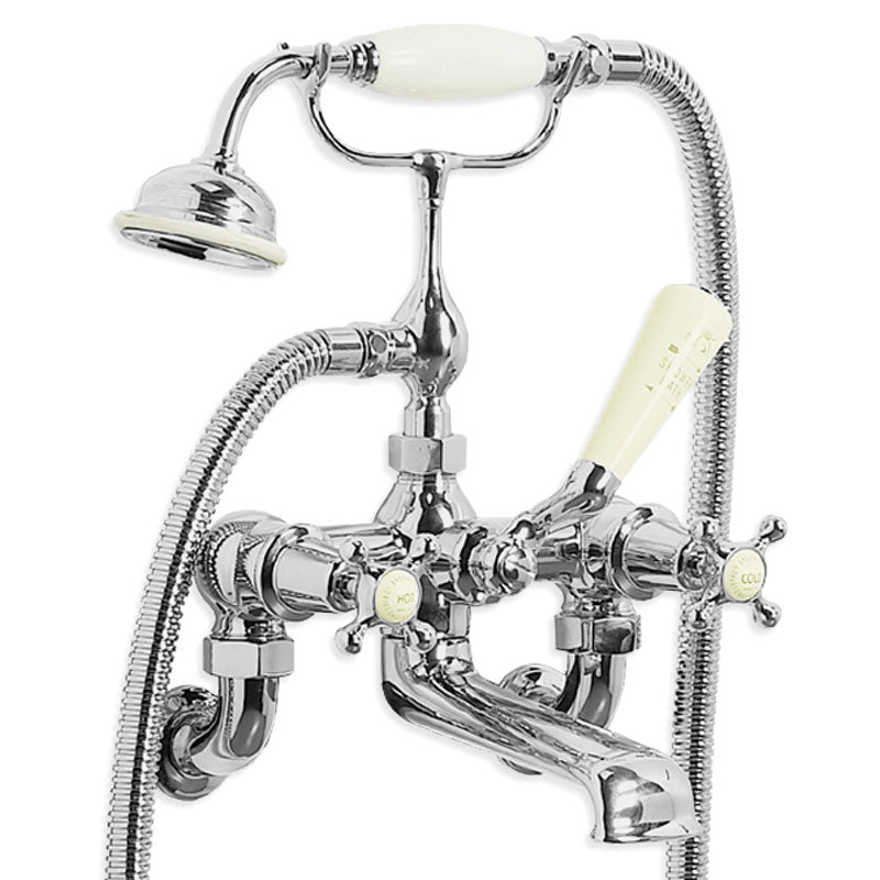 Lefroy Brooks Connaught Wall Mounted Bath Shower Mixer With Hose & Handset (choose finish)