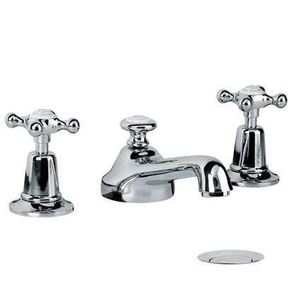 Lefroy Brooks Connaught Classic 3 hole Basin Mixer Set With Pop Up Waste (choose finish)