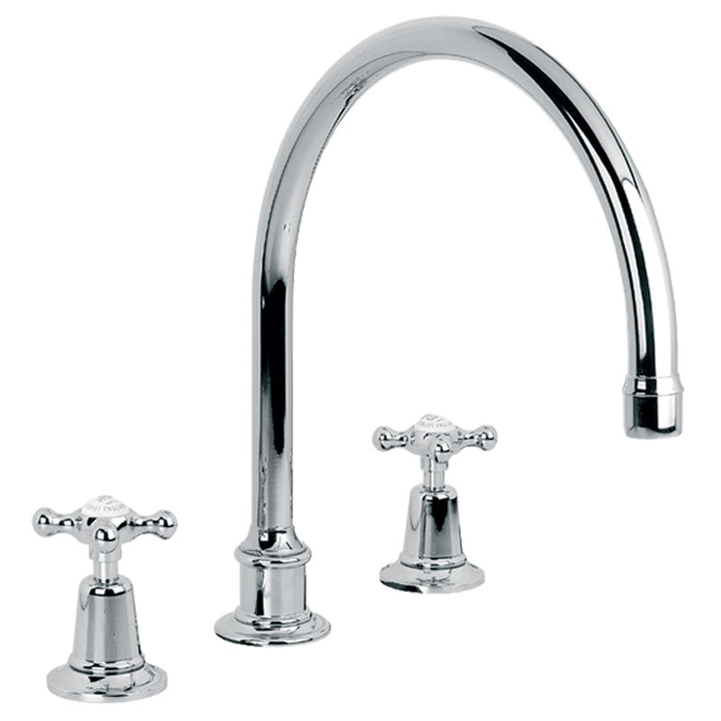 Lefroy Brooks Connaught Handle 3 Tap Hole Kitchen Mixer & Click Up Waste (choose finish)