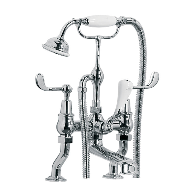 Lefroy Brooks Connaught Lever Deck Mounted Bath Shower Mixer With Hose & Handset (choose finish)