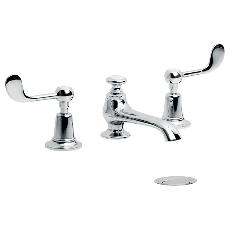 Lefroy Brooks Connaught Lever 3 Hole Basin Mixer Set With Pop Up Waste (choose finish)