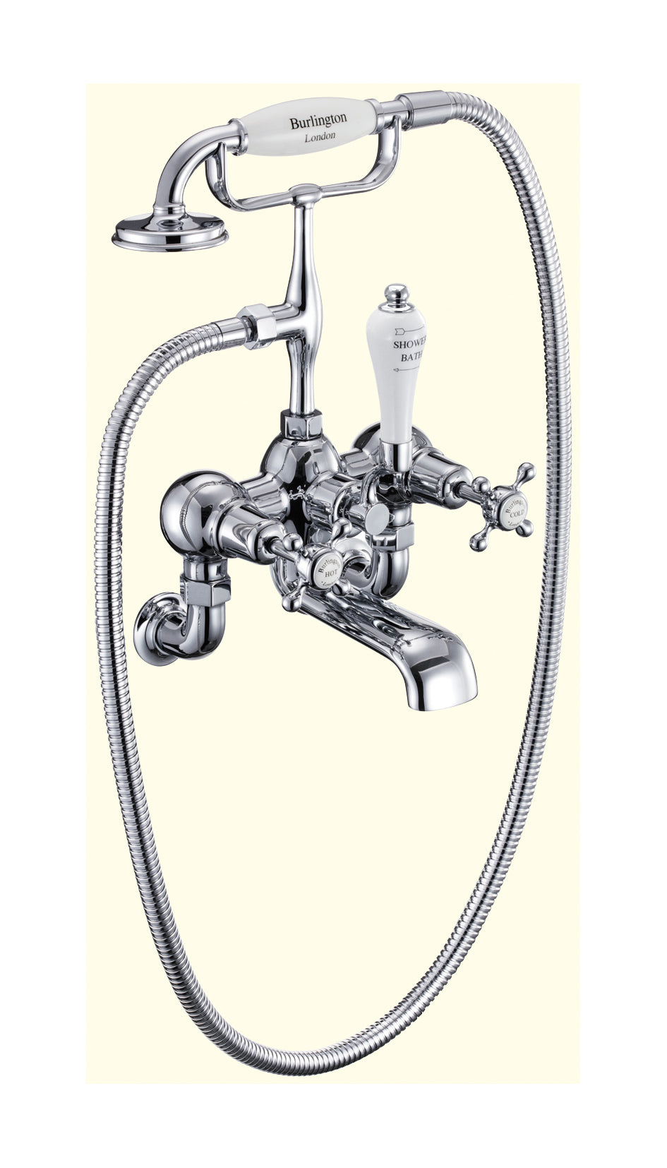 Burlington Claremont Wall Bath Shower Mixer- Hose & Handset