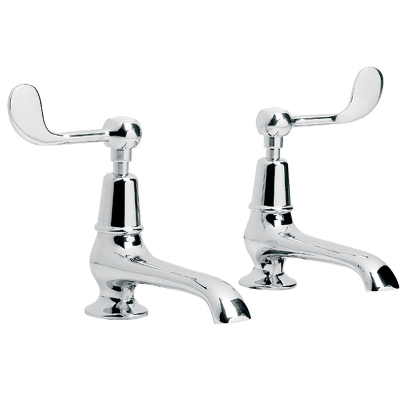 Lefroy Brooks Connaught Lever Long Basin Pillar Taps - A/Gold