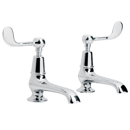 Lefroy Brooks Connaught Lever Long Basin Pillar Taps - A/Gold