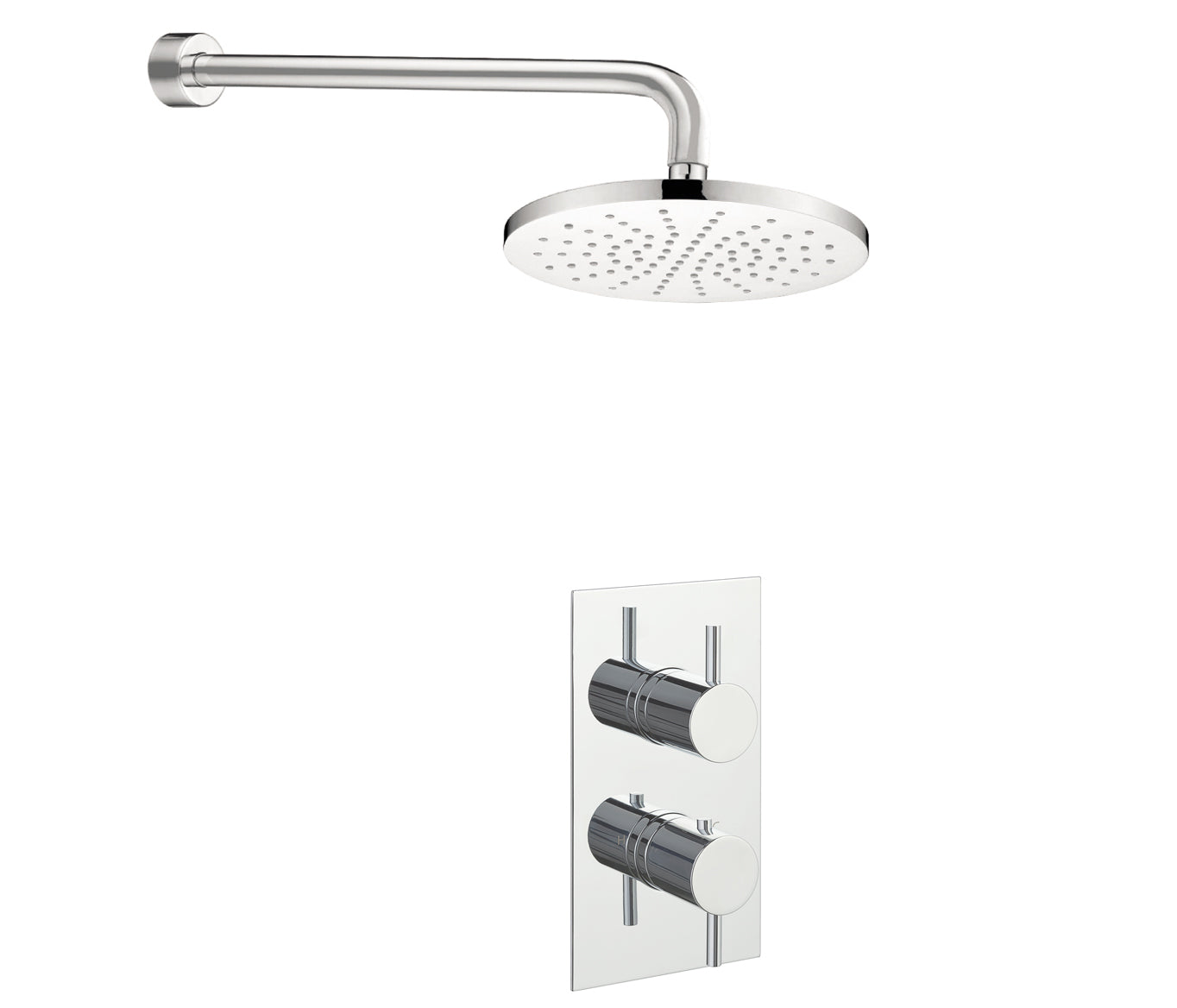 Just Taps Florentine Round Thermostatic Shower Valve With Round Fixed Head & Arm