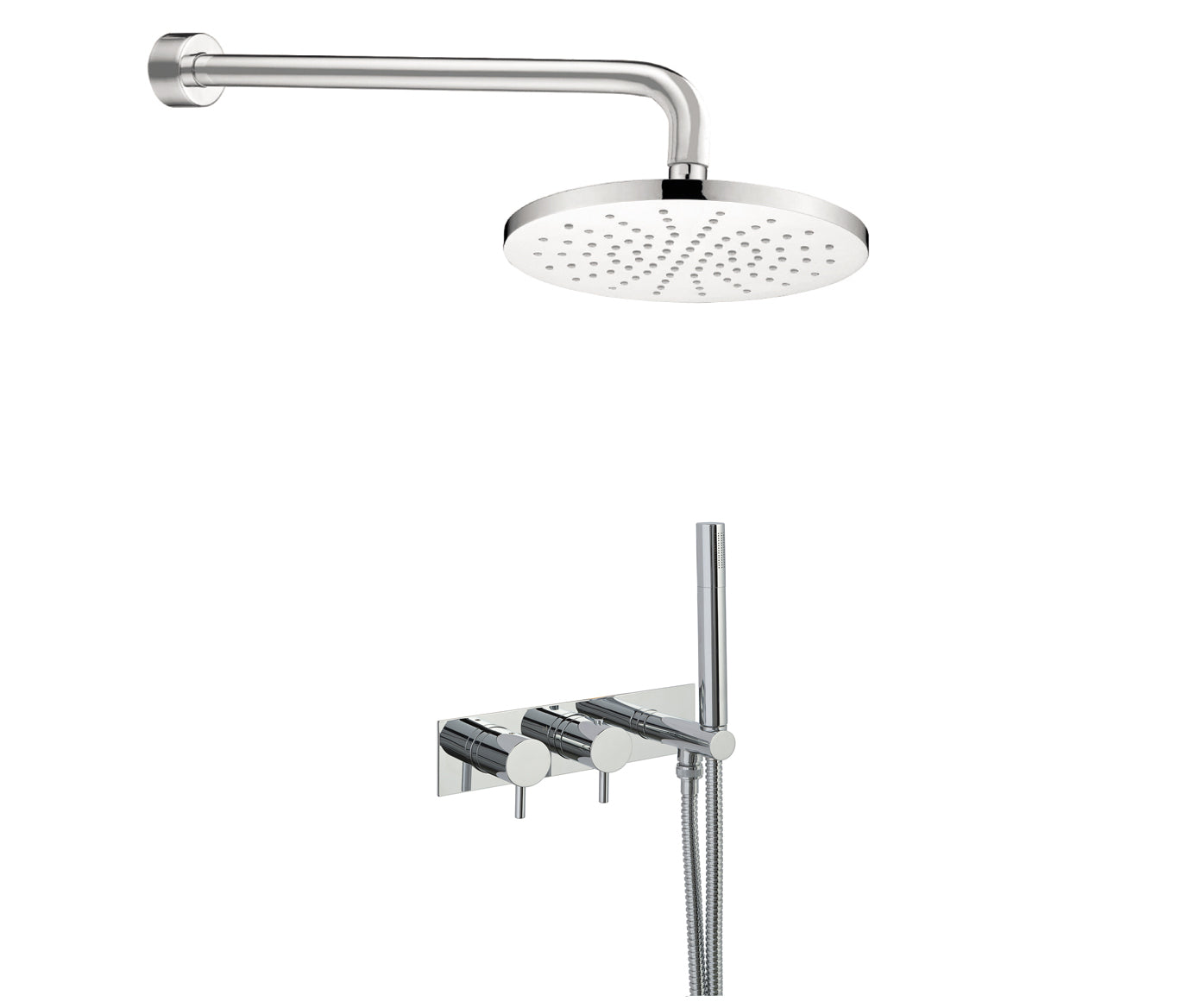 Just Taps Florentine Round Thermostatic Shower Valve With Round Fixed Head & Handset