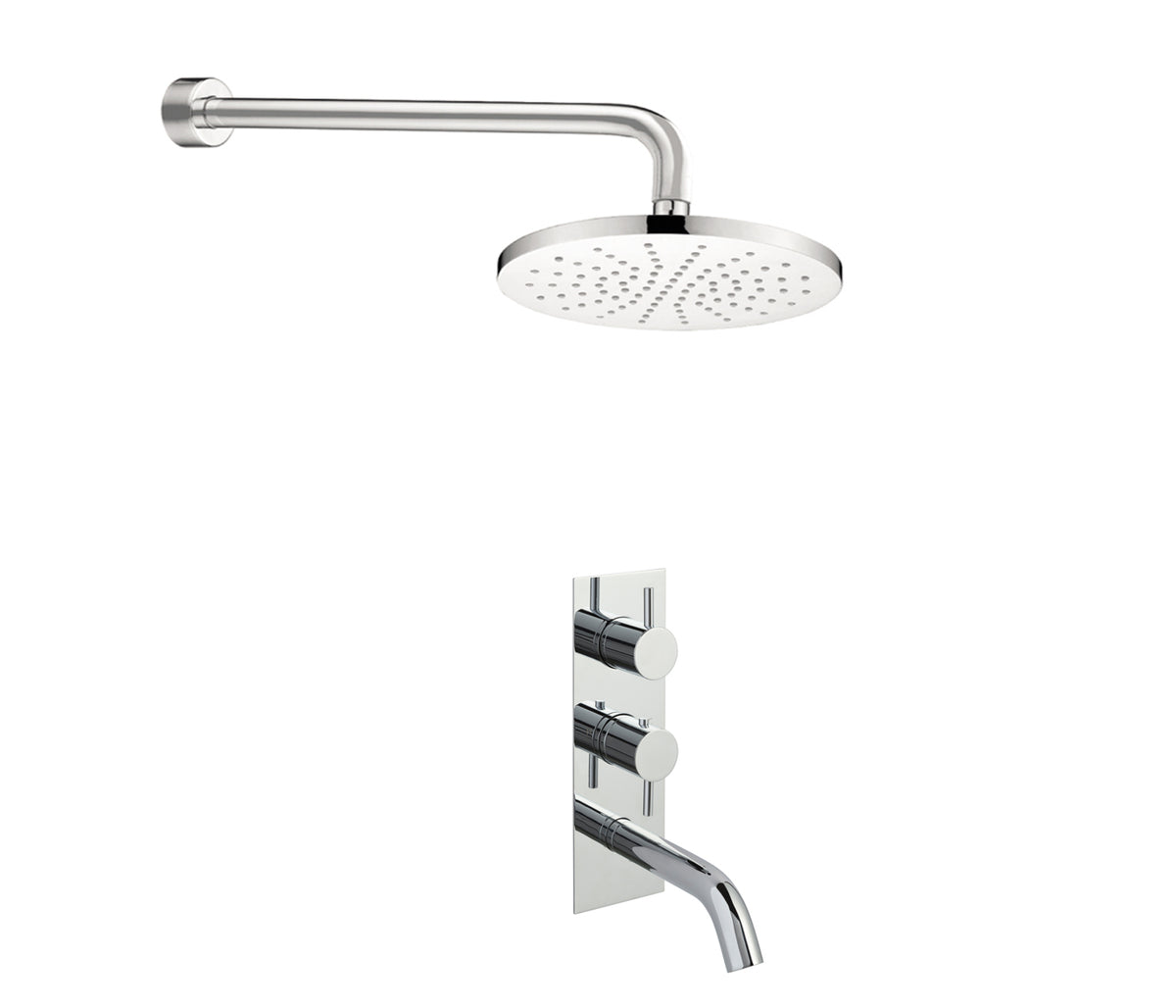 Just Taps Florentine Round Thermostatic Shower Valve Fixed Head & Bath Spout